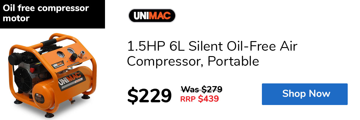 1.5HP 6L Silent Oil-Free Air Compressor, Portable