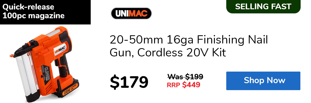 20-50mm 16ga Finishing Nail Gun, Cordless 20V Kit