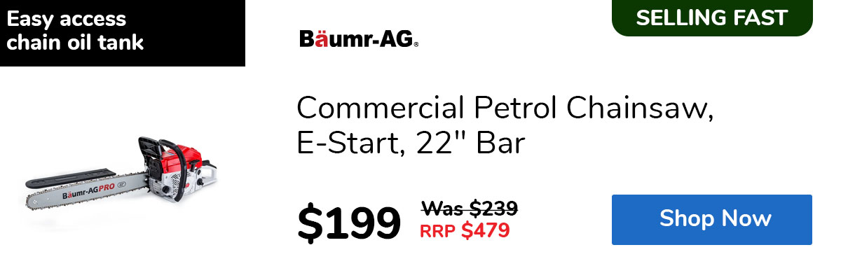 Commercial Petrol Chainsaw, E-Start, 22" Bar
