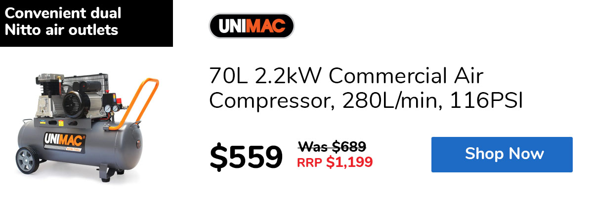 70L 2.2kW Commercial Air Compressor, 280L/min, 116PSI