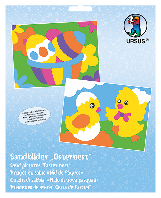  Set de 2 planșe de colorat cu nisip -puișori de paște 