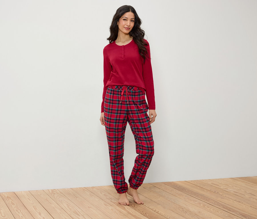 Flanell-Pyjama-Set, rot