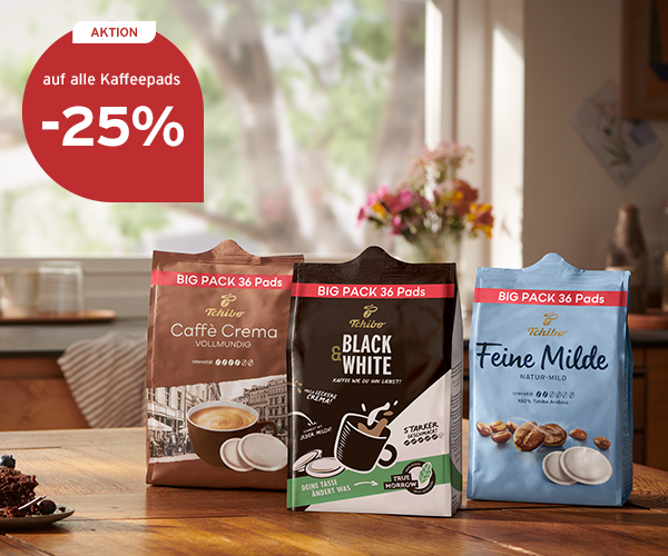 -25% auf alle Kaffeepads