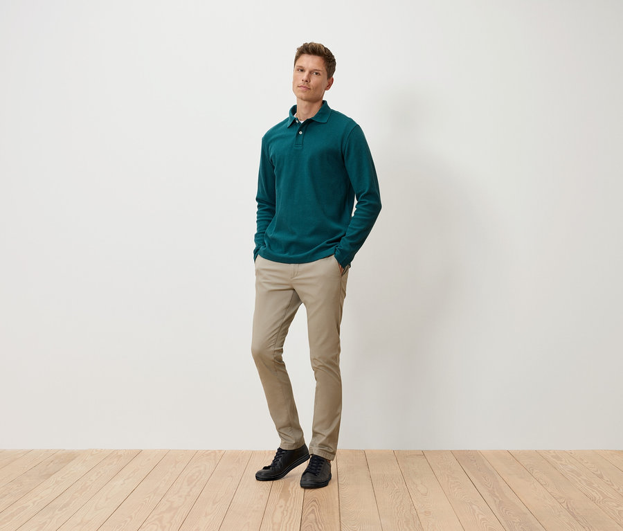 Langarm-Poloshirt, grün