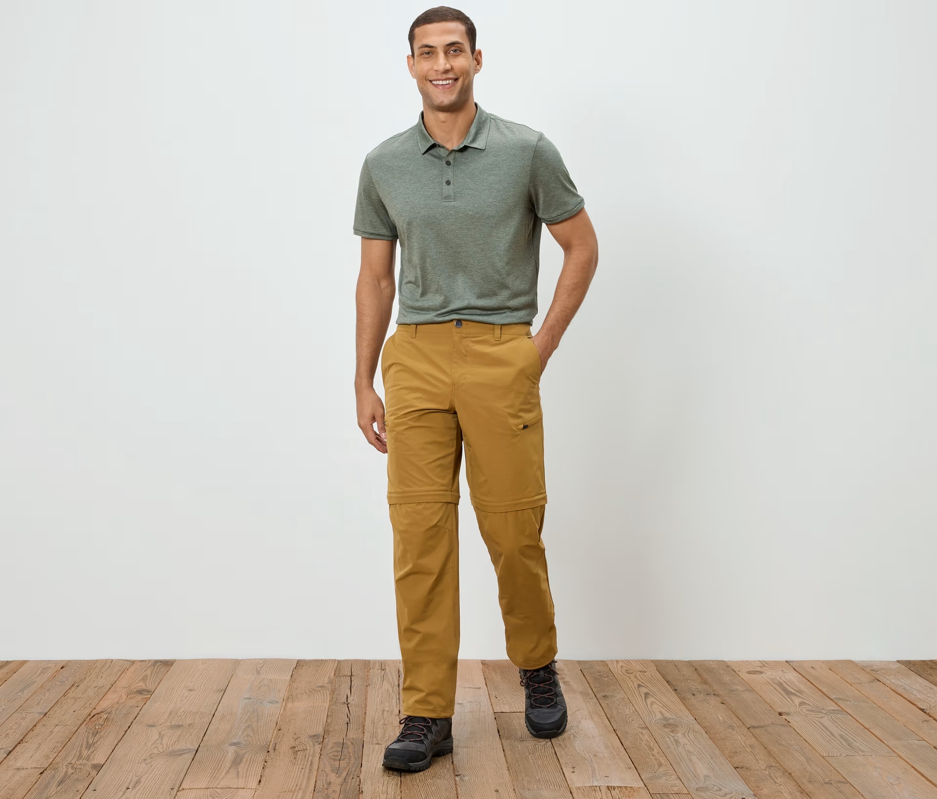 2-in-1-Outdoor-Funktionshose, ocker