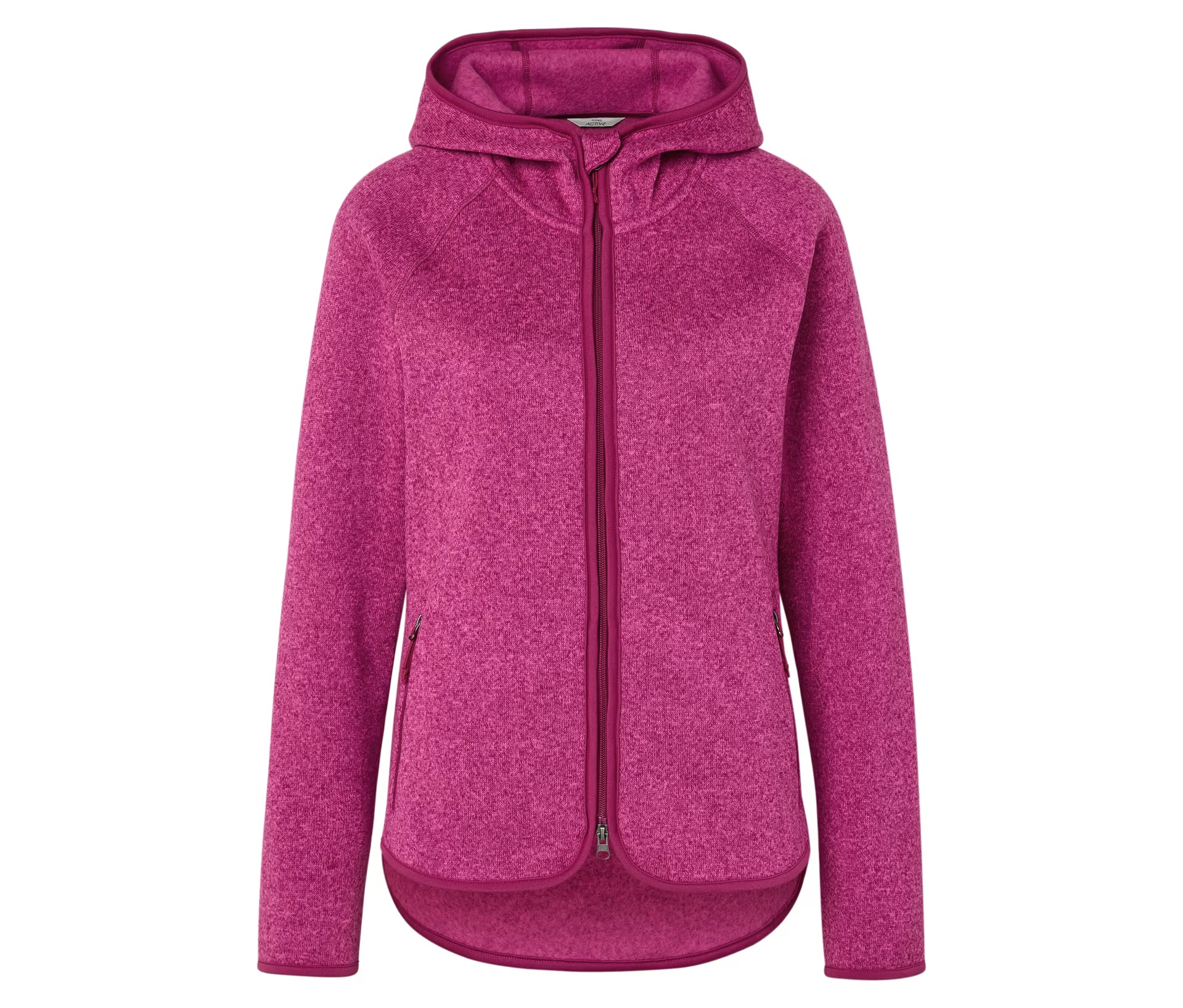 Strickfleecejacke mit Kapuze, pink