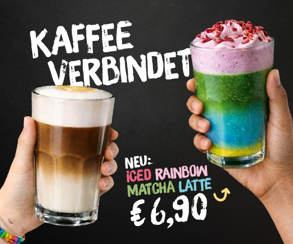Jetzt neu: Der Iced Rainbow Matcha Latte in der Tchibo CoffeeBar