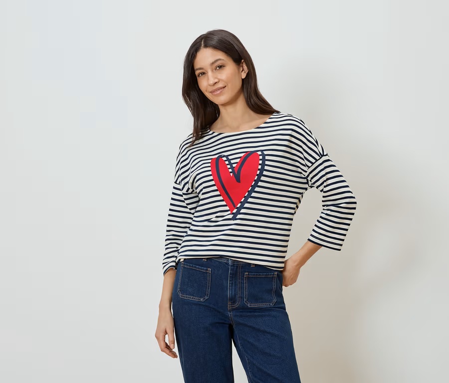 Shirt mit 3/4-Arm, Streifen