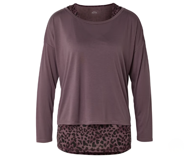 2-in1-Sportshirt, mauve,Alloverprint