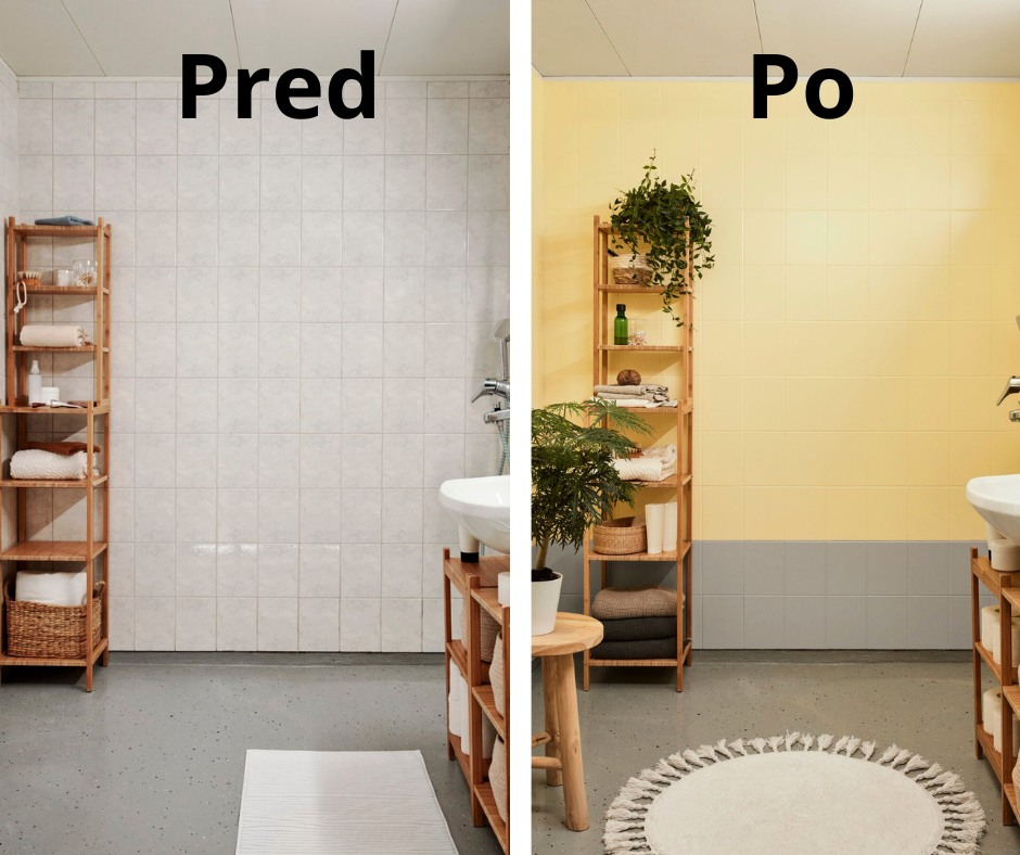 Kúpeľňa pred a po nátere Luja Ceramic Tiles