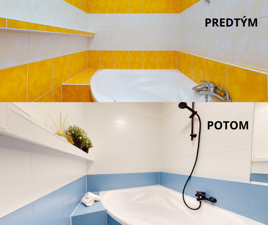 Kúpeľňa pred a po nátere Luja Ceramic Tiles