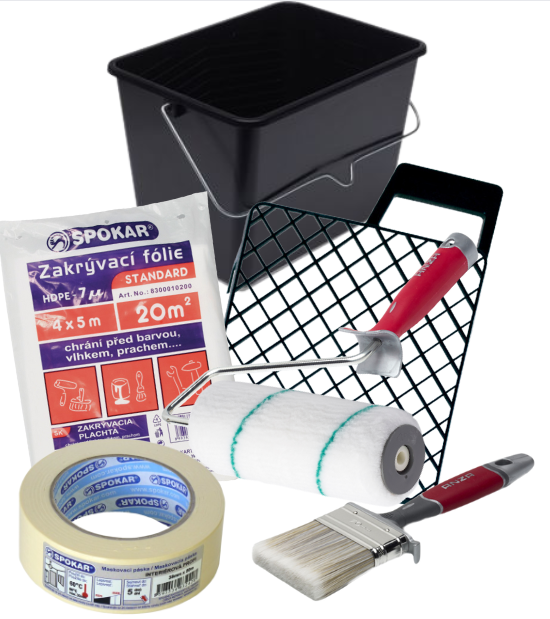 Set náradia na maľovanie interiér. farieb