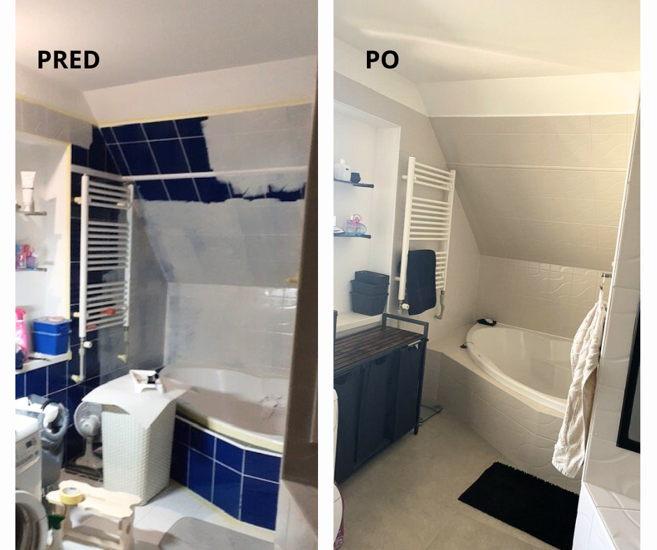 Kúpeľňa pred a po nátere Luja Ceramic Tiles