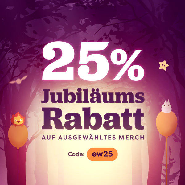 25% Jubiläums-Rabatt auf ausgewähltes Merch - Code: ew25