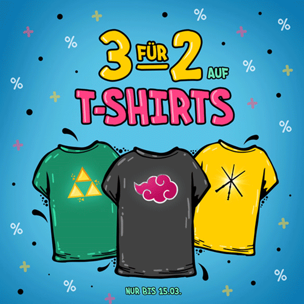 3 für 2 auf T-Shirts - Nur bis 15.03.