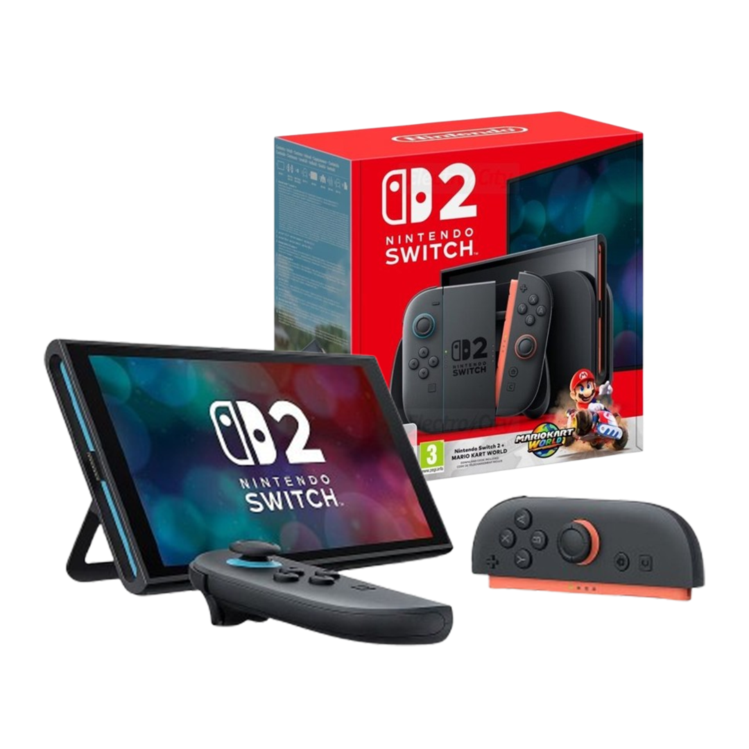 Nintendo Switch console with Mario Kart box.