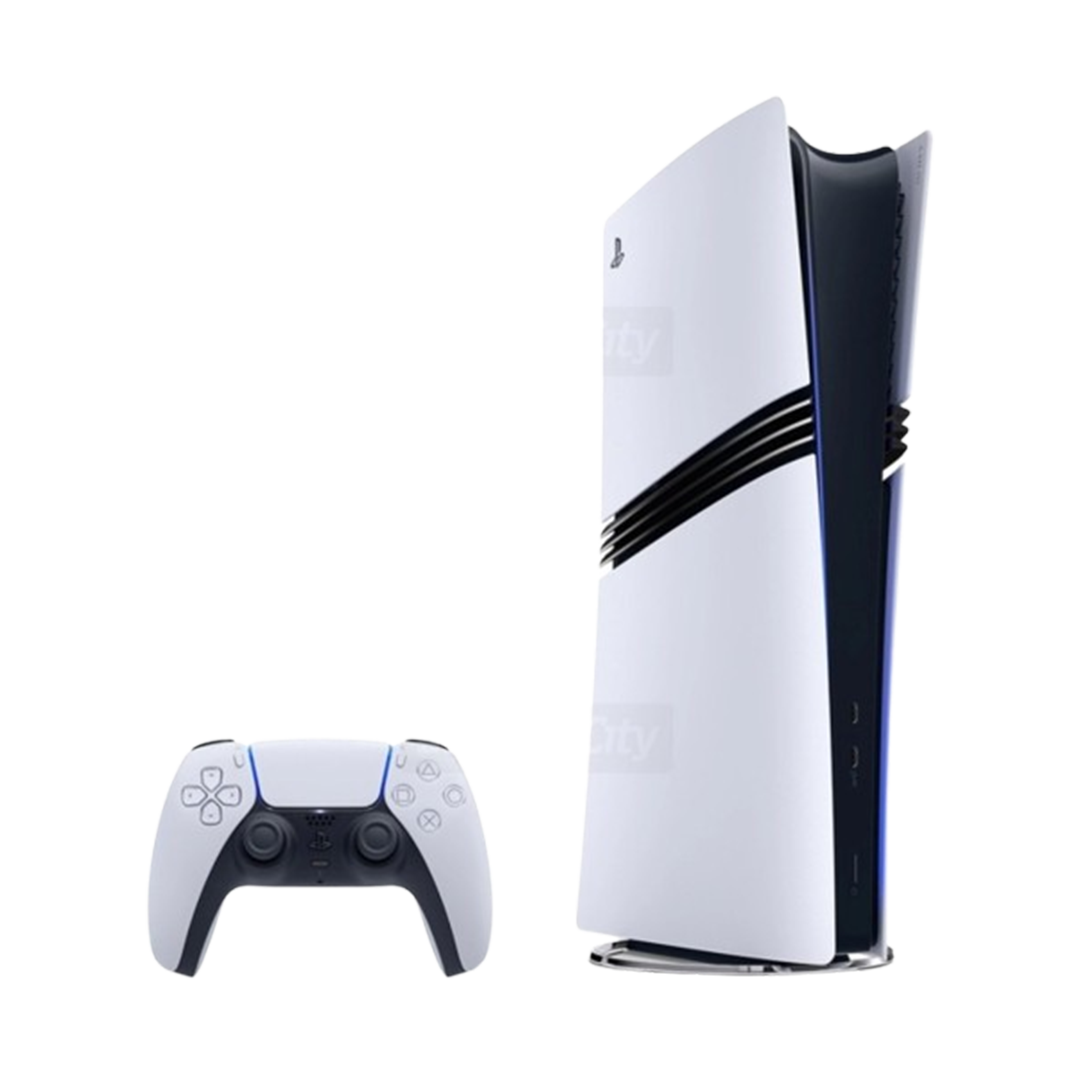 White Playstation 5 console with controller.