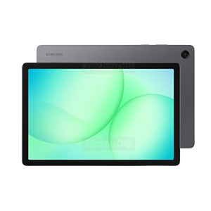 Samsung tablet with dual-tone green screen.