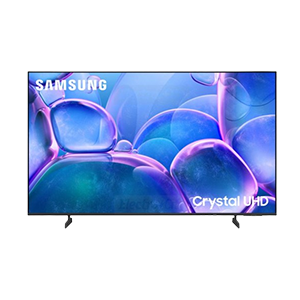 Samsung Crystal UHD TV with abstract design.
