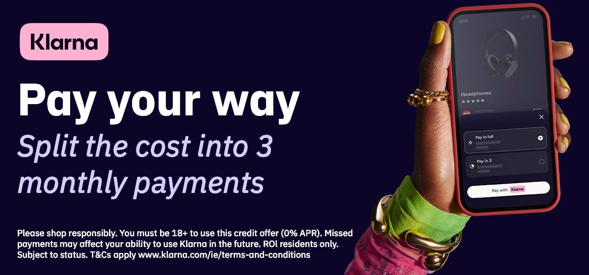 Smartphone displaying Klarna payment options.