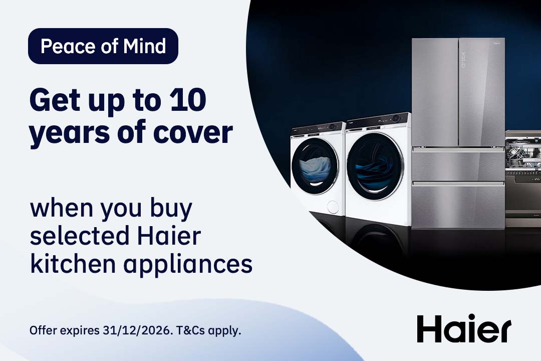 Haier appliances with 10-year cover offer.