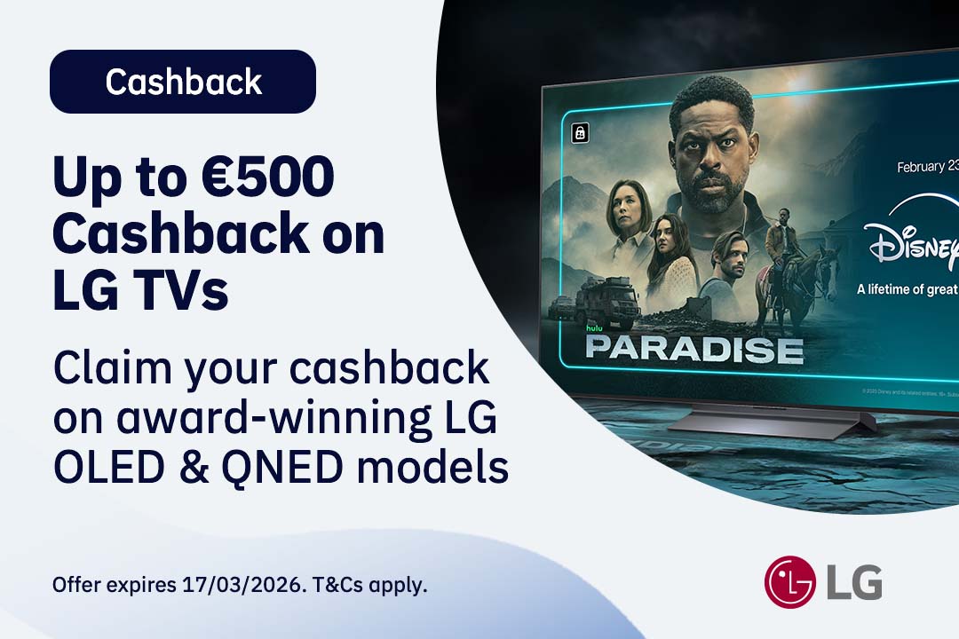 LG TVs cashback offer with Paradise on screen.