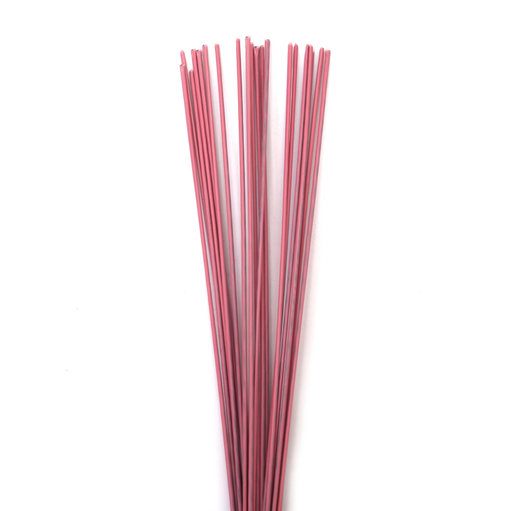 Цветарска тел с гумирано покритие цвят розов 2 мм ~40 см -20 броя