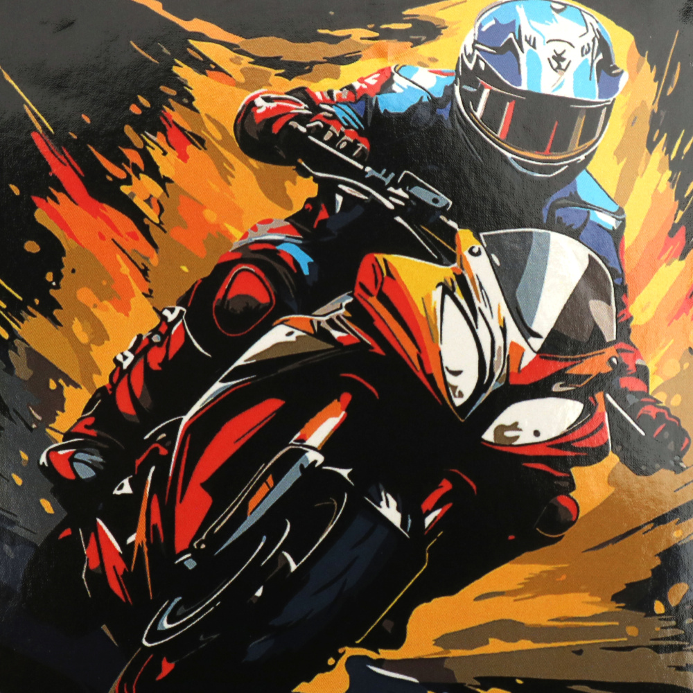 Комплект рисуване по номера на черна основа 30x30 см -Моторист HWC0009