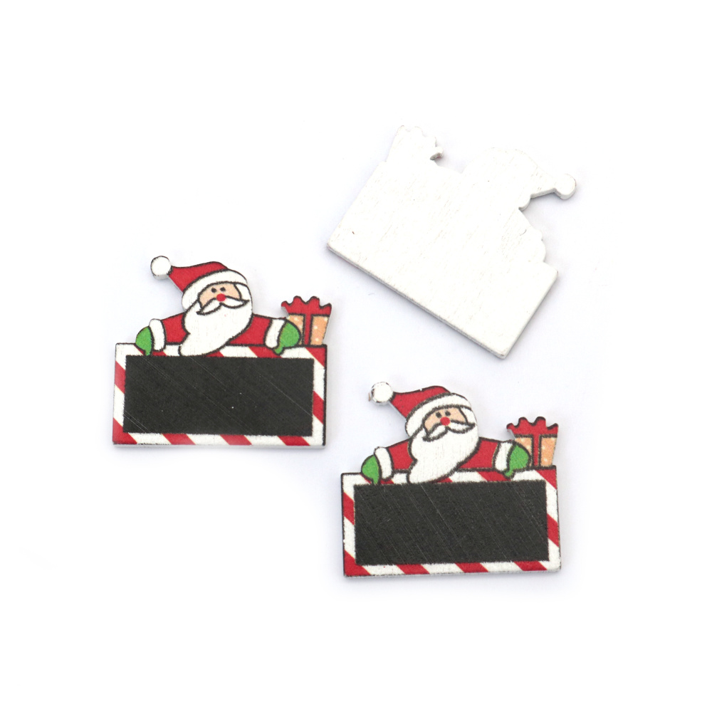 Табела дърво Дядо Коледа с черна дъска 31x28x2.5 мм -10 броя