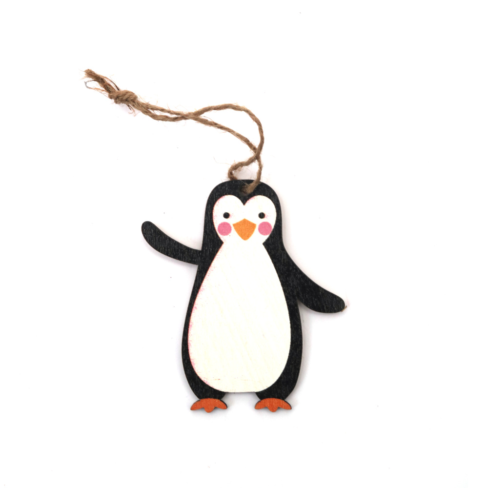 Коледна декорация от дърво пингвин 65x67x3 мм -5 броя