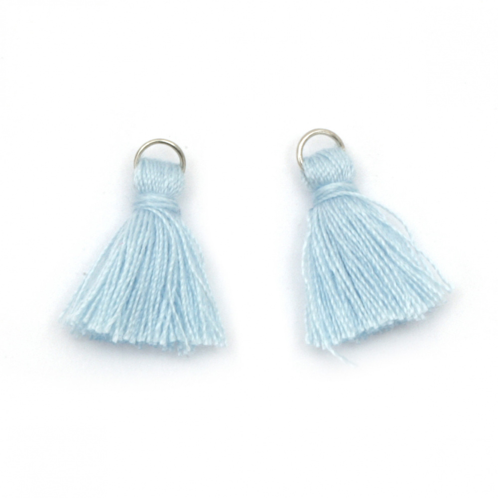 Пискюли от текстил с метална халка цвят светло син 16~20x5 мм -20 броя