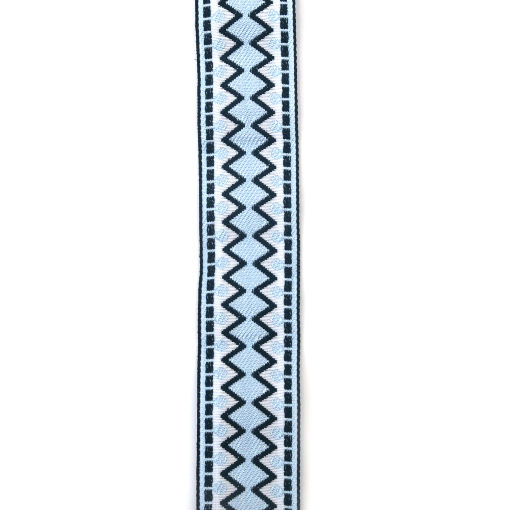 Ширит 30 мм,бял, със сиво-синьо с бледосиньо -5 метра