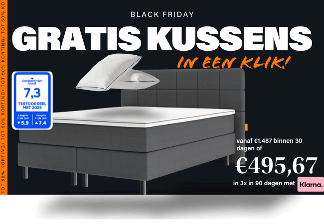 BLACK FRIDAY GRATIS KUSSENS IN EEN KLIK! TOT 50% KORTING