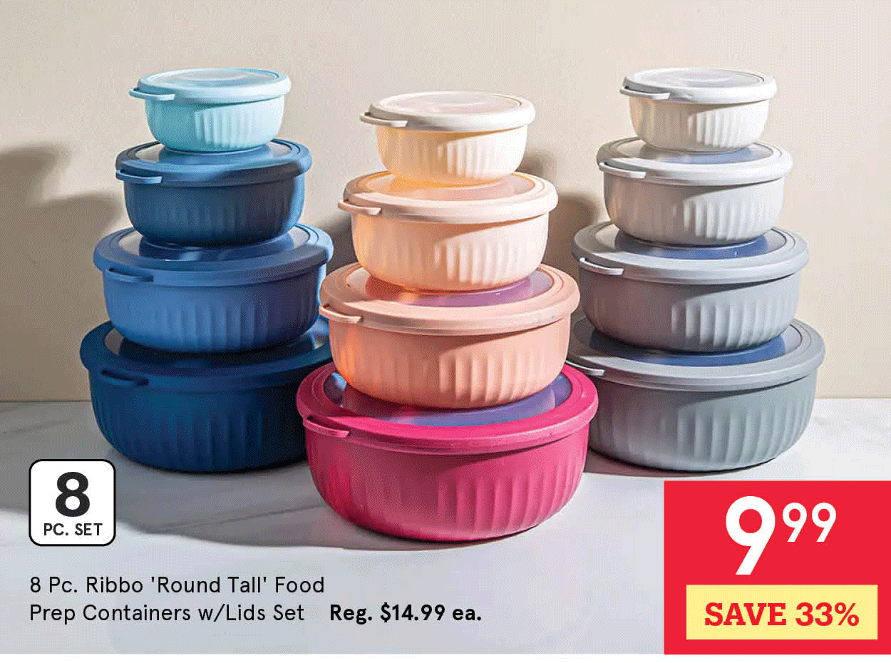 Ribbo 'Round' Food Prep Containers with Lids