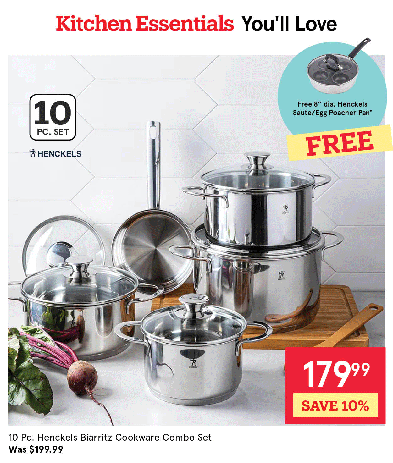 Henckels Biarritz Cookware Combo Set of 10