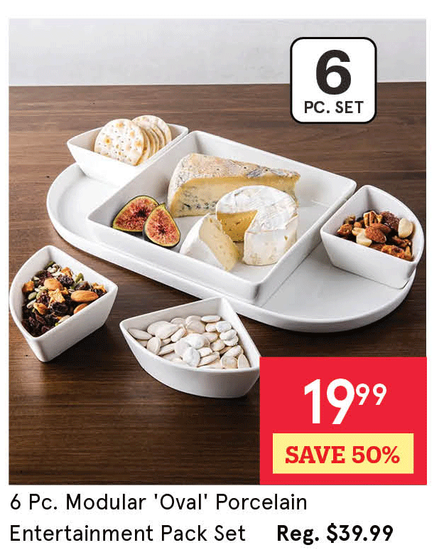 Modular 'Oval' Porcelain Entertainment Pack - Set of 6