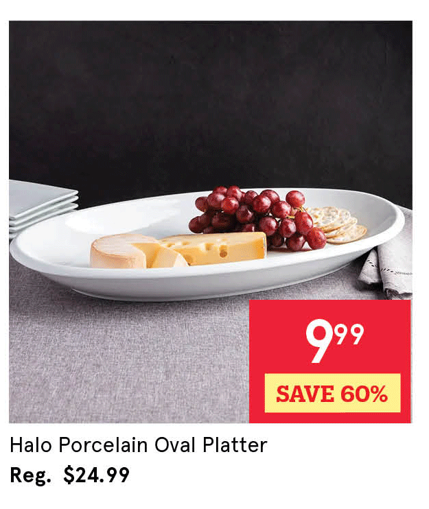  Halo Porcelain Oval Platter (White)