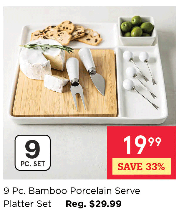 Bamboo Porcelain Serve Platter - Set of 9