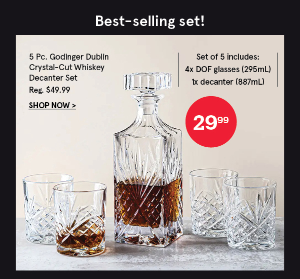 Godinger Dublin Crystal-Cut Whiskey Decanter Combo - Set of 5