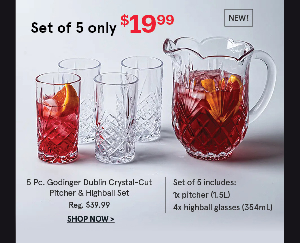 Godinger Dublin Crystal-Cut Pitcher & Highball Set/5