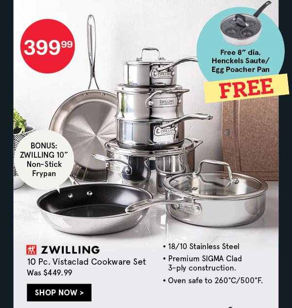 Zwilling Vistaclad Cookware Combo - Set of 10