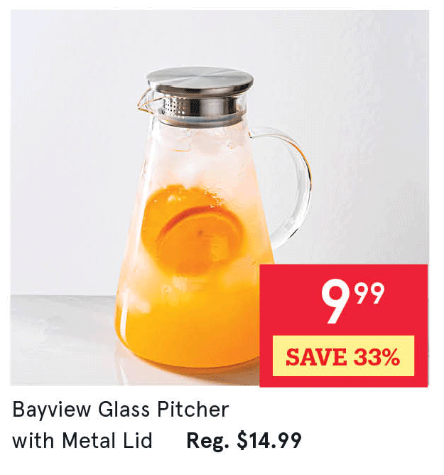 Bayview Glass Pitcher with Metal Lid 