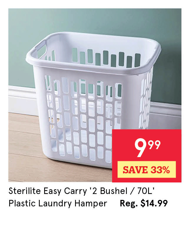 Sterilite Easy Carry '2 Bushel / 70L' Plastic Laundry Hamper