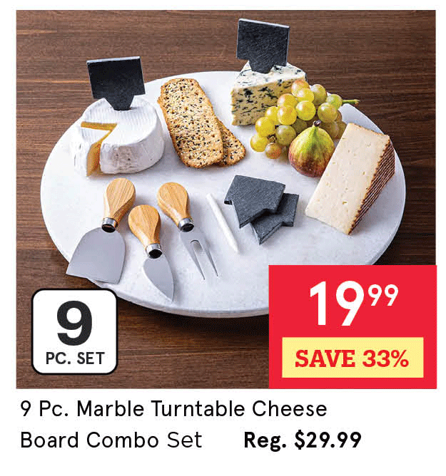 Marble Turntable Cheese Board Combo - Set of 9