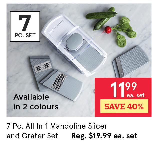 All In 1 Mandoline Slicer and Grater - Set of 7