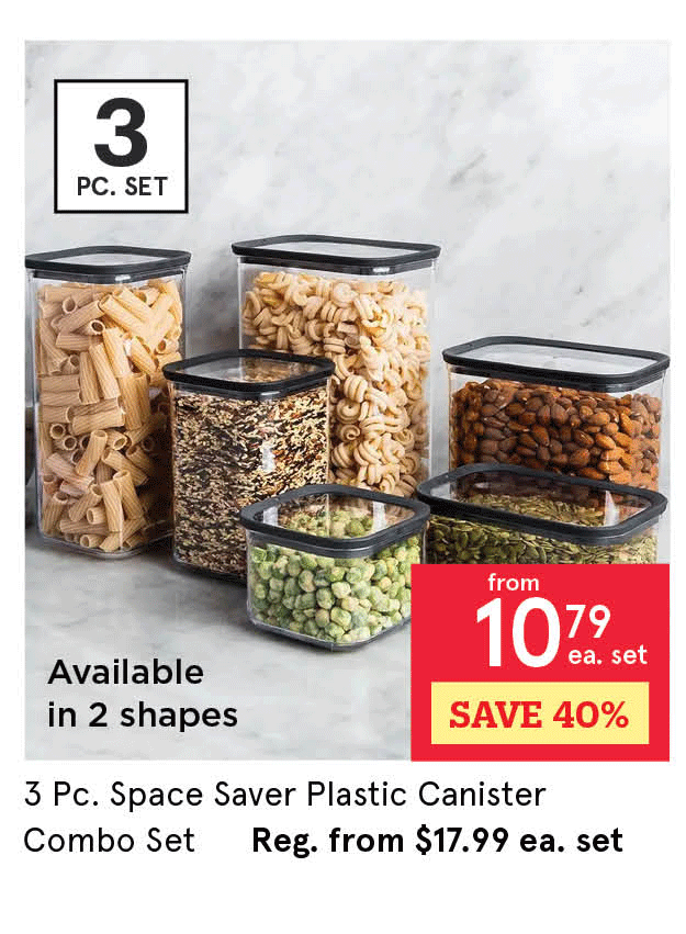 Space Saver Plastic Canister Combo - Set of 3