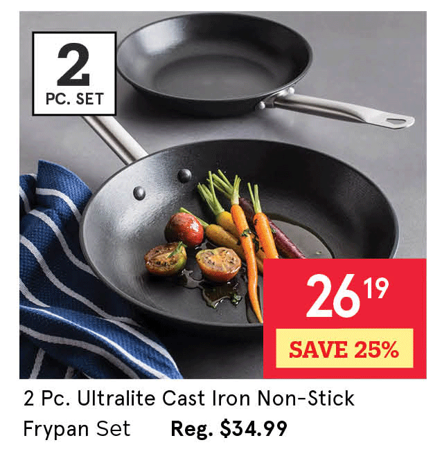 Ultralite Cast Iron Non-Stick Frypan - Set of 2