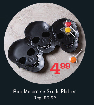 Boo Melamine Skulls Platter