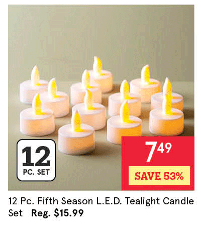 Fifth Season L.E.D. Tealight Candle - Set of 12 