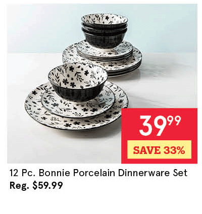 Bonnie Porcelain Dinnerware - Set of 12 